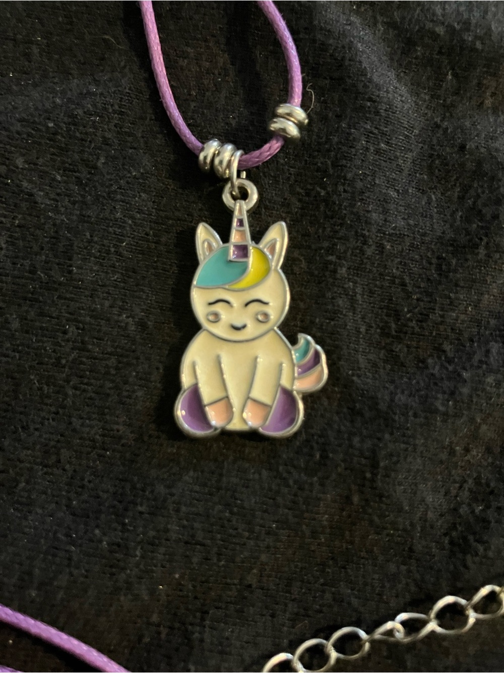 Kids Purple Unicorn Pendant Necklace - Cute Rainbow Charm